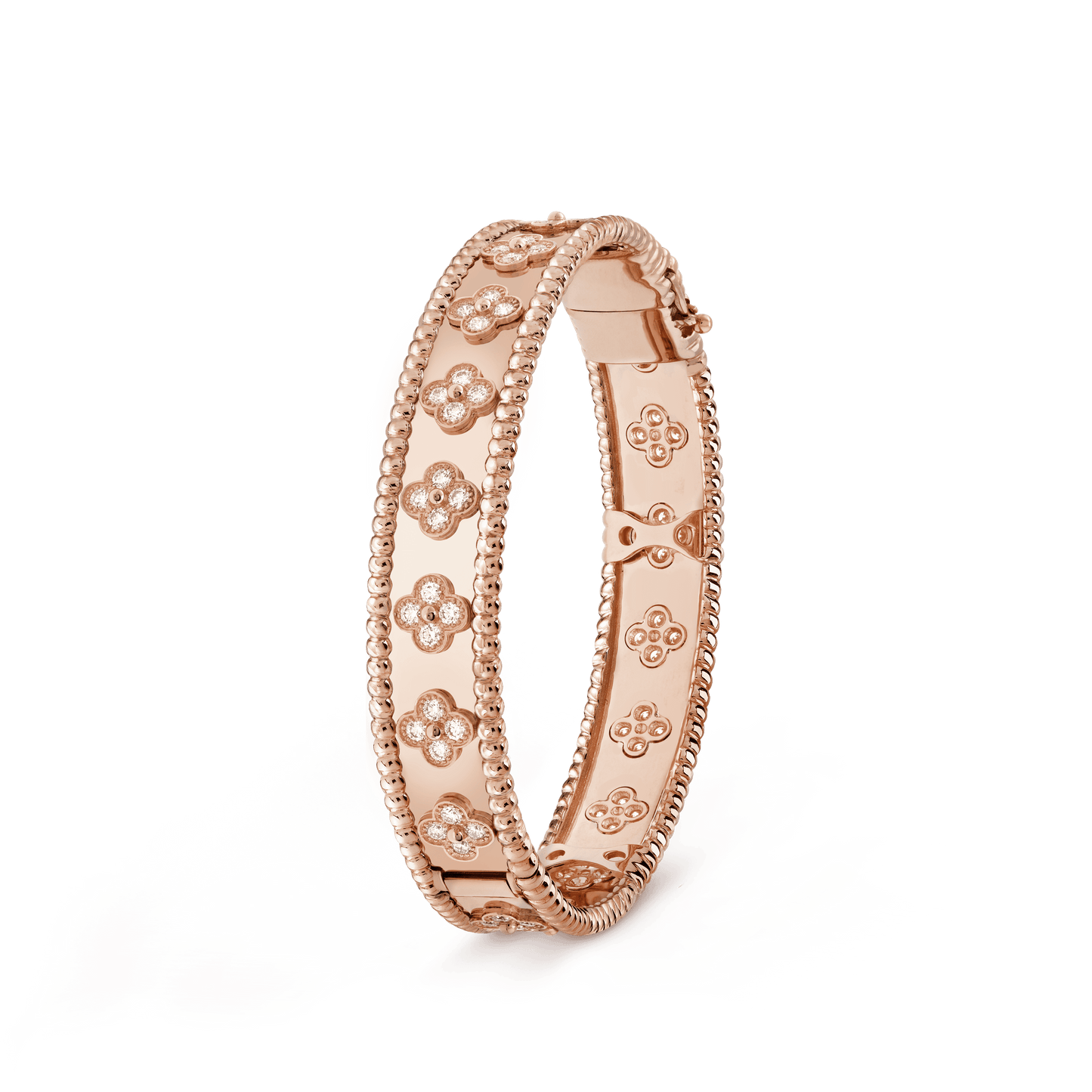 18K Rose Gold Perlée Clovers Bracelet
