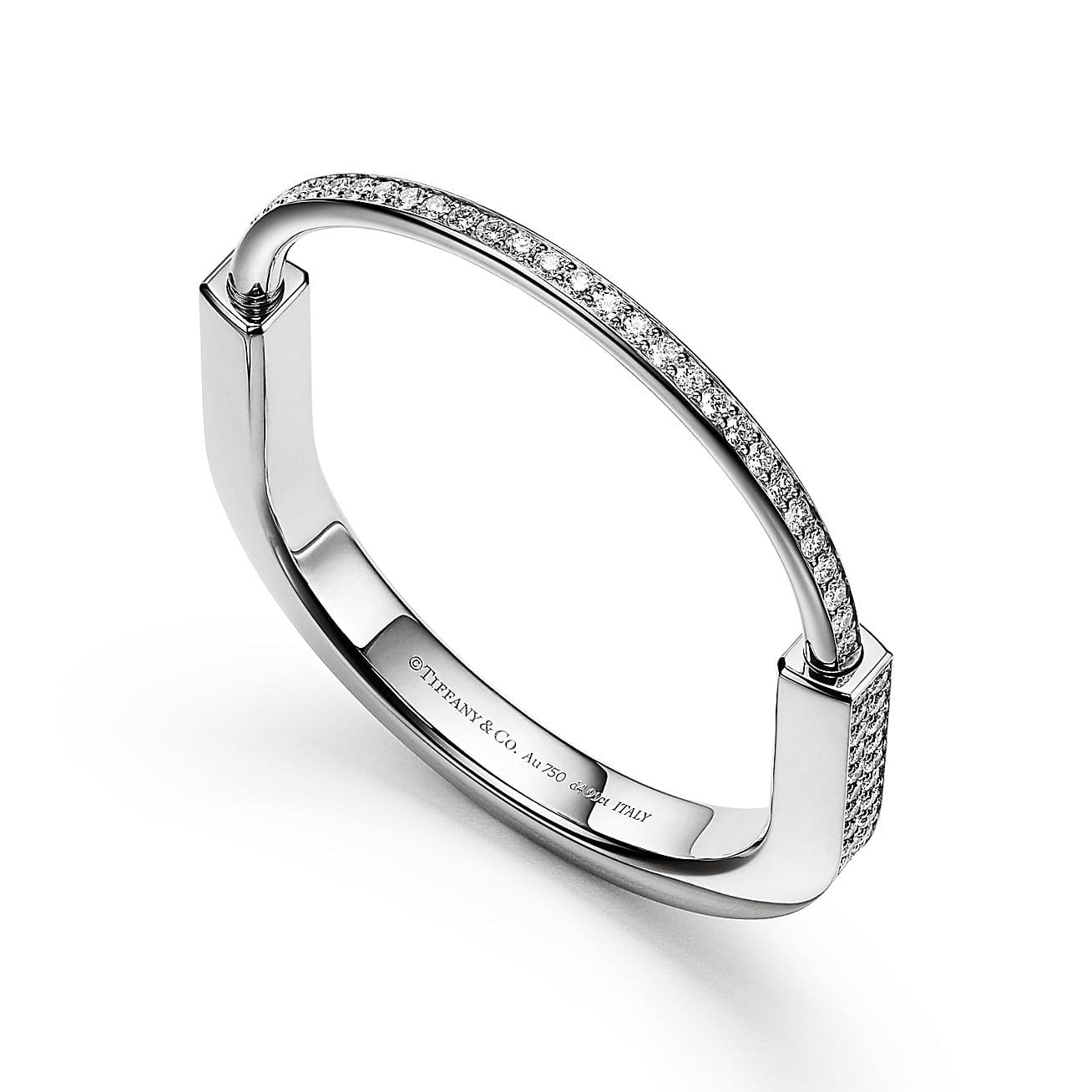 18K T Lock Bangle Full Pavé Diamonds Bracelet