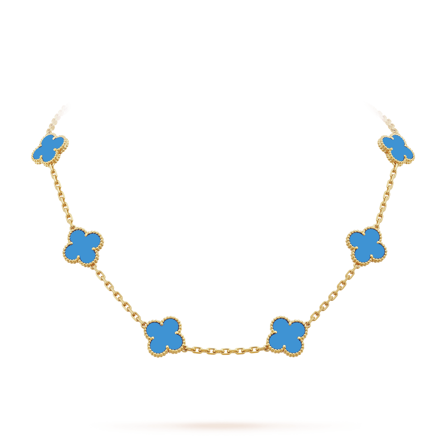 18K Vintage Alhambra Agate 10 Motifs Clover Necklace