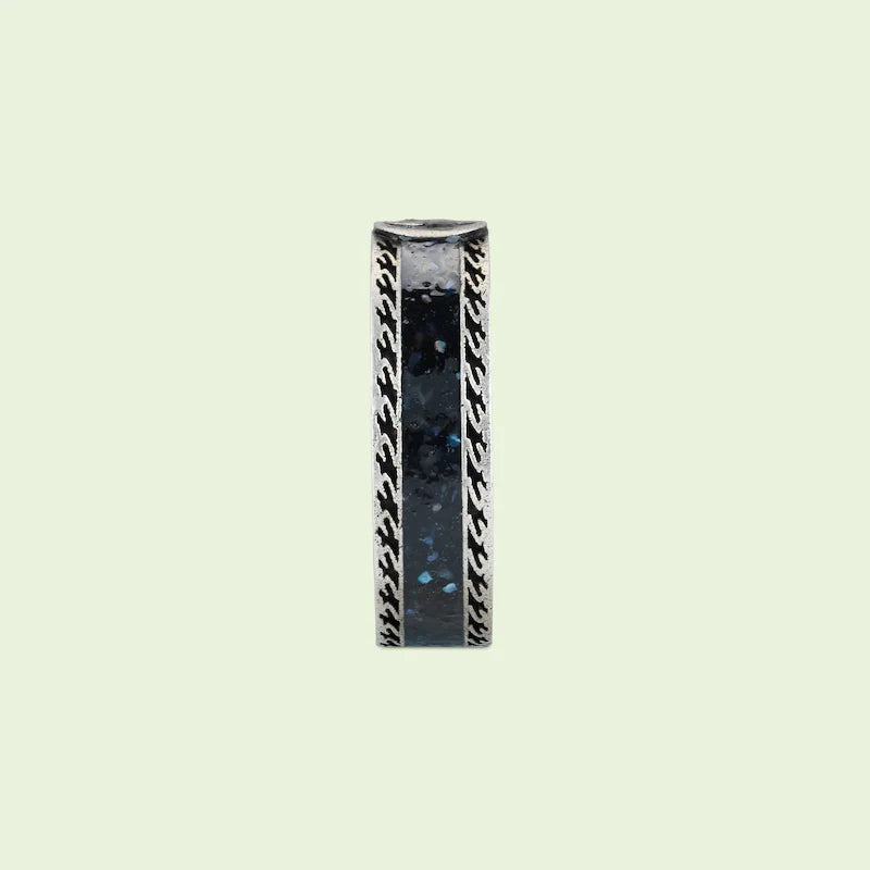 Double G Interlocking G Black Enamel Ring