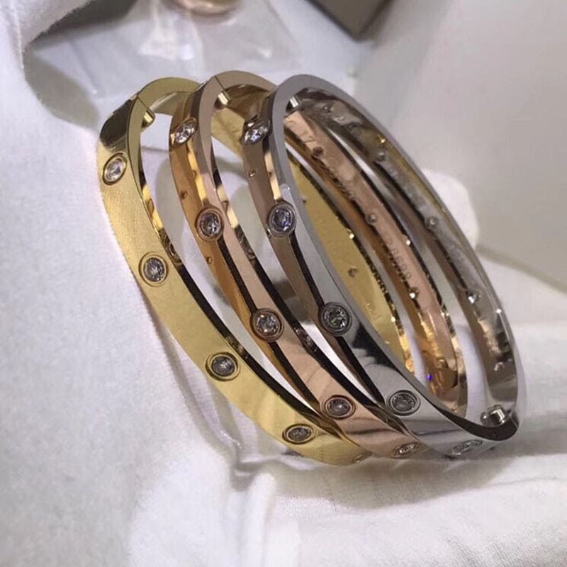 18K Rose Gold Ten Diamonds Love Bracelet
