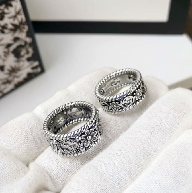 Double G Interlocking G Flowers Ring