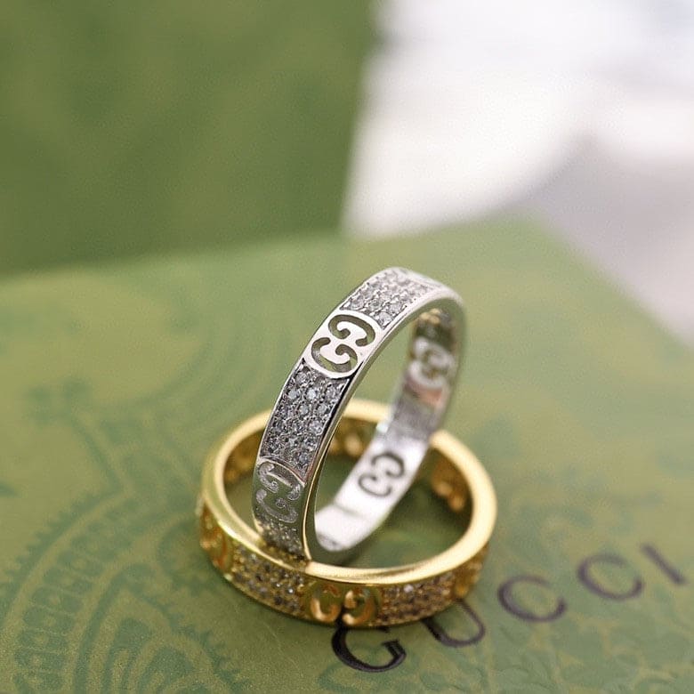 18K Double G Icon Full Diamonds Ring