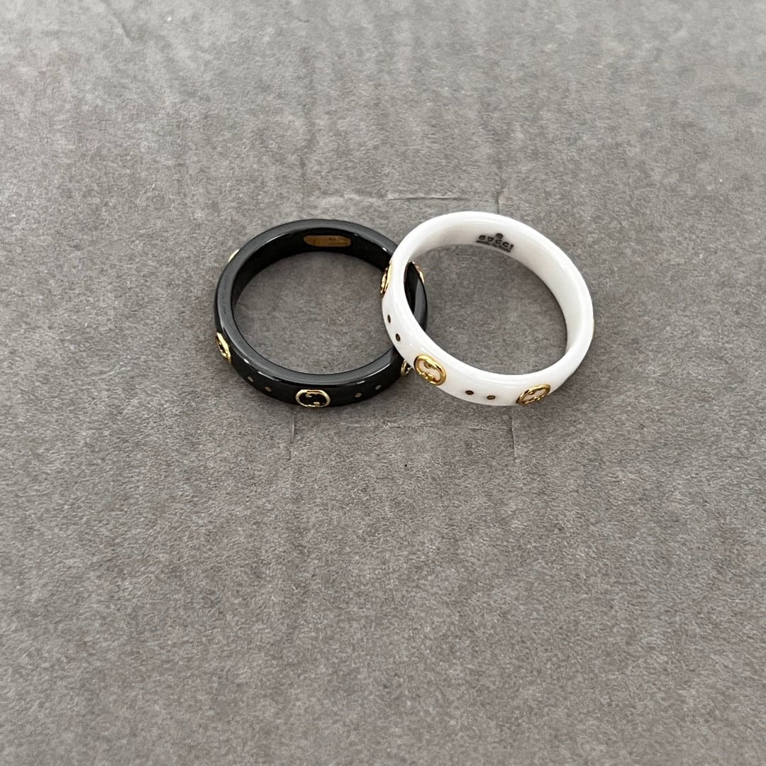 18K Double G Icon White Zirconia Ring