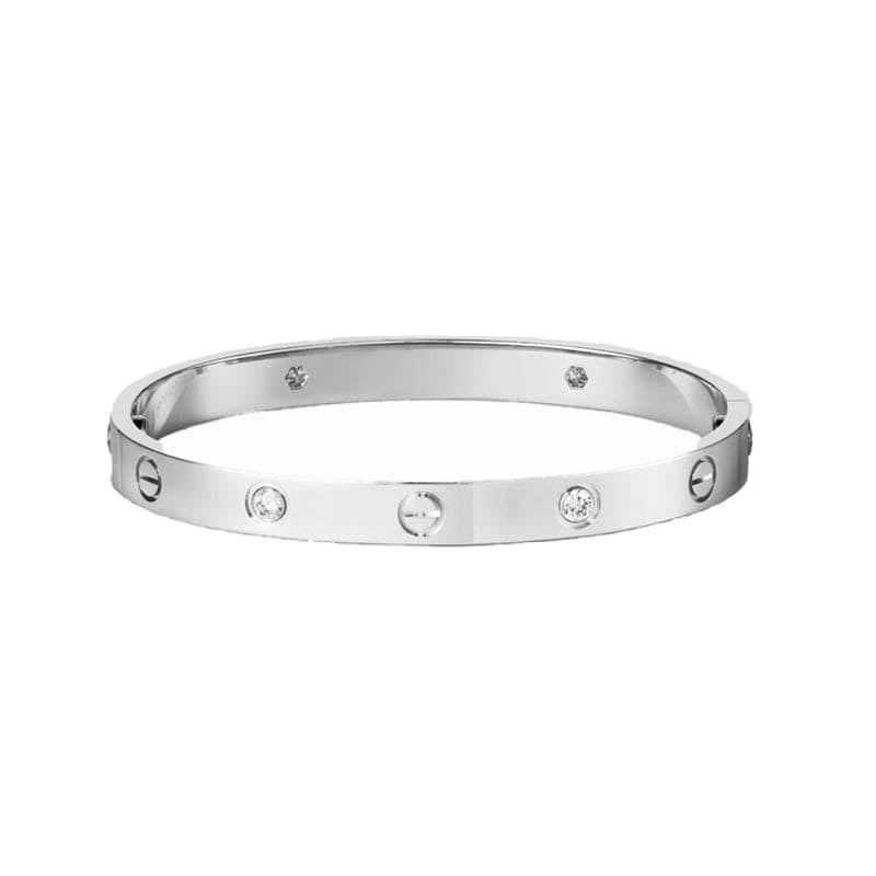 18K White Gold Four Diamonds Love Bracelet
