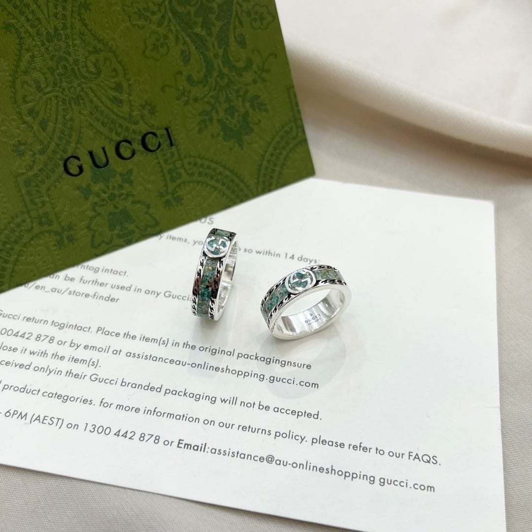 Double G Interlocking G Turquoise Ring