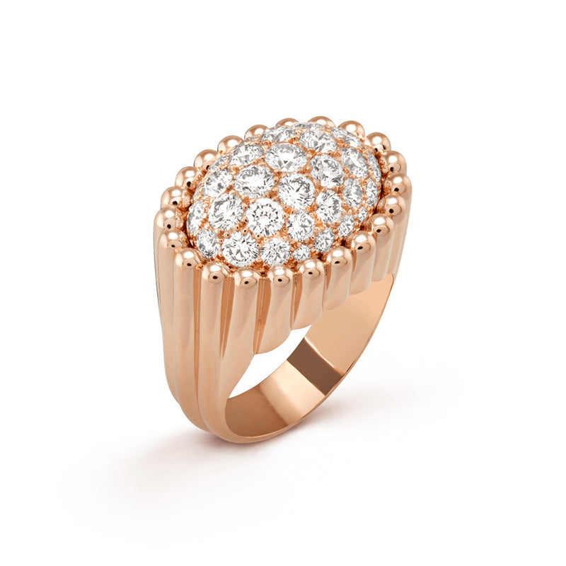18K Perlée Diamond Ring