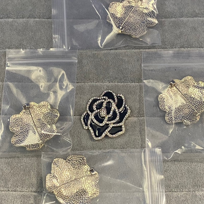 CC Black Camellia Brooch