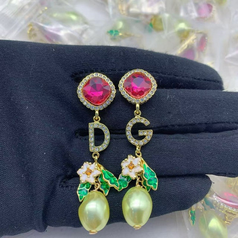 D&G Color Crystal Tree Pendant Earrings