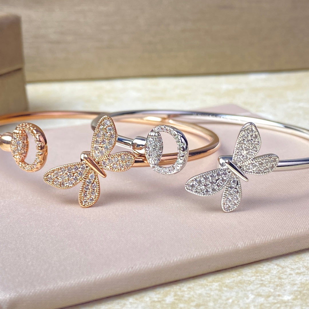 18K Double G Flora Bangle Diamond Bracelet