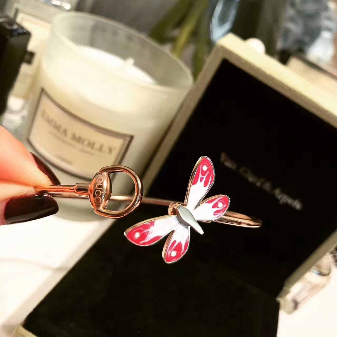 18K Double G Flora Bangle Bracelet