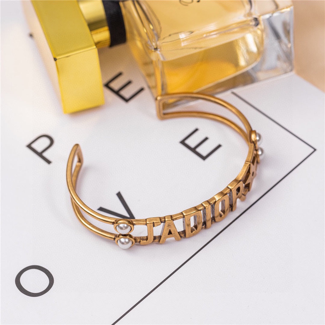 18K CD J’adior Pearls Open Cuff Bracelet