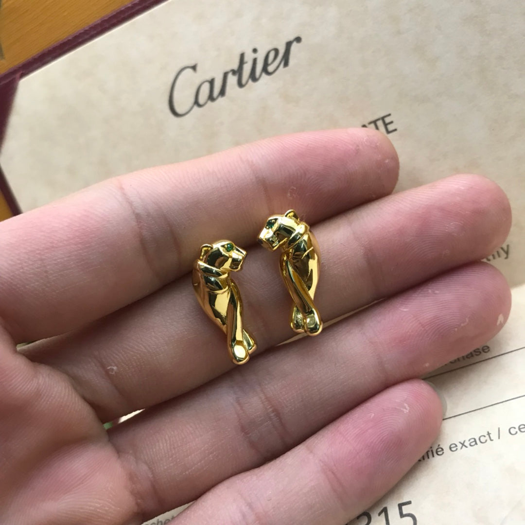 18K Tsavorite Garnet Panther Earrings