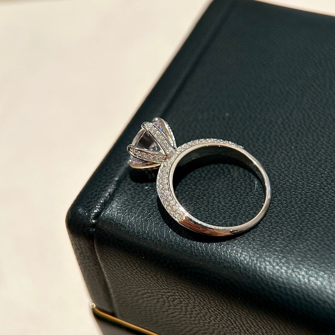 18K T Pavé Tiffany Setting Engagement Ring