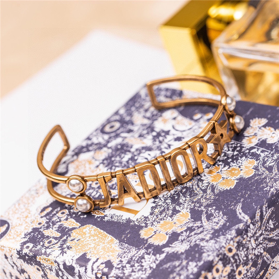 18K CD J’adior Pearls Open Cuff Bracelet