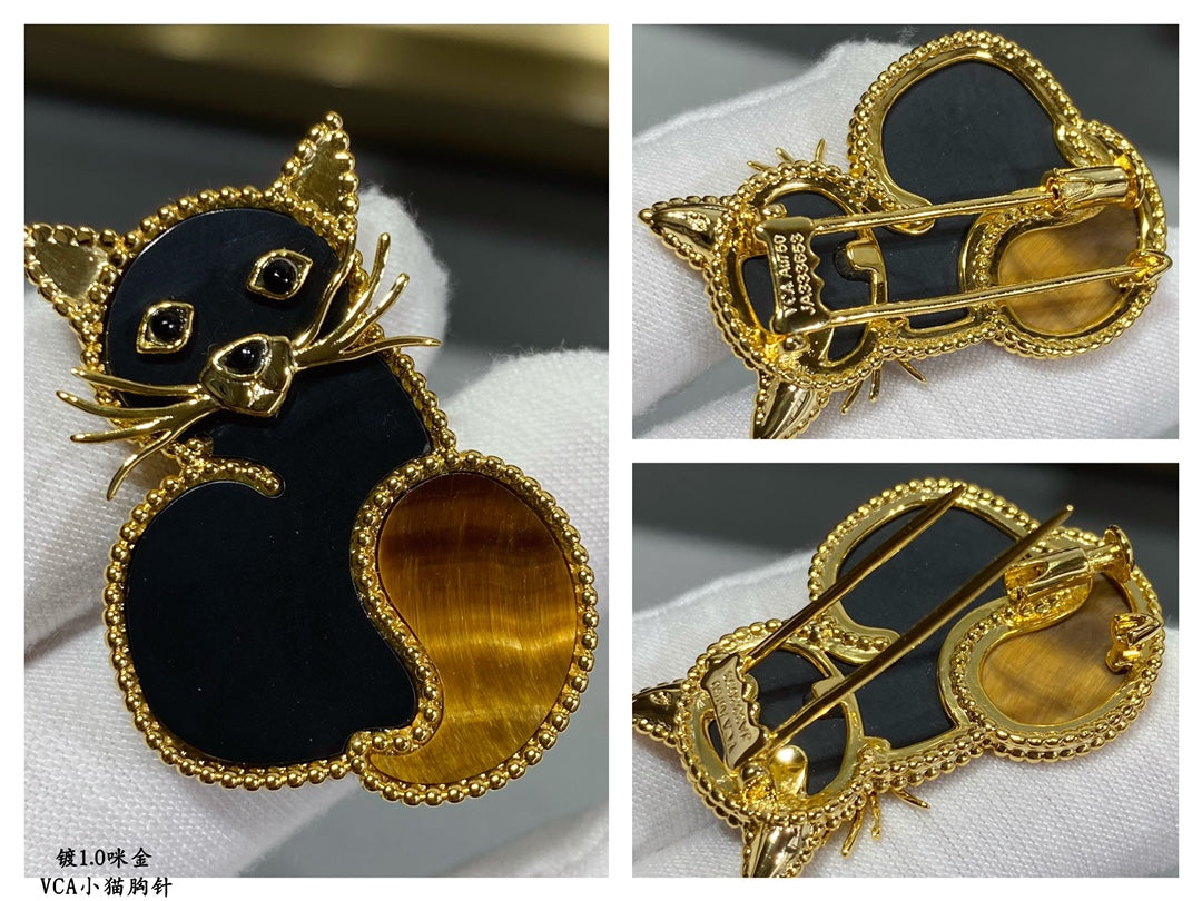 18K Lucky Animals Cat Clip Brooch