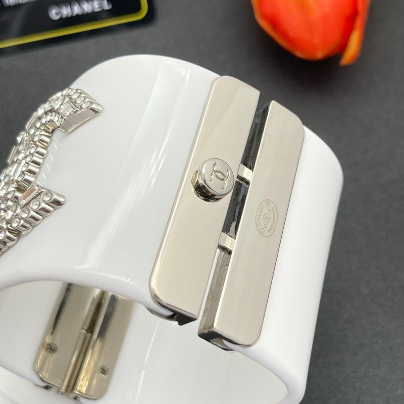18K CC Pearl Diamond White Cuff Bracelet