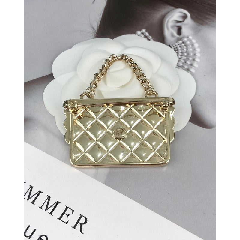 18K CC White Bag Brooch