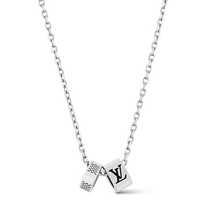 18K Louis Damier Rings Pendant Necklace