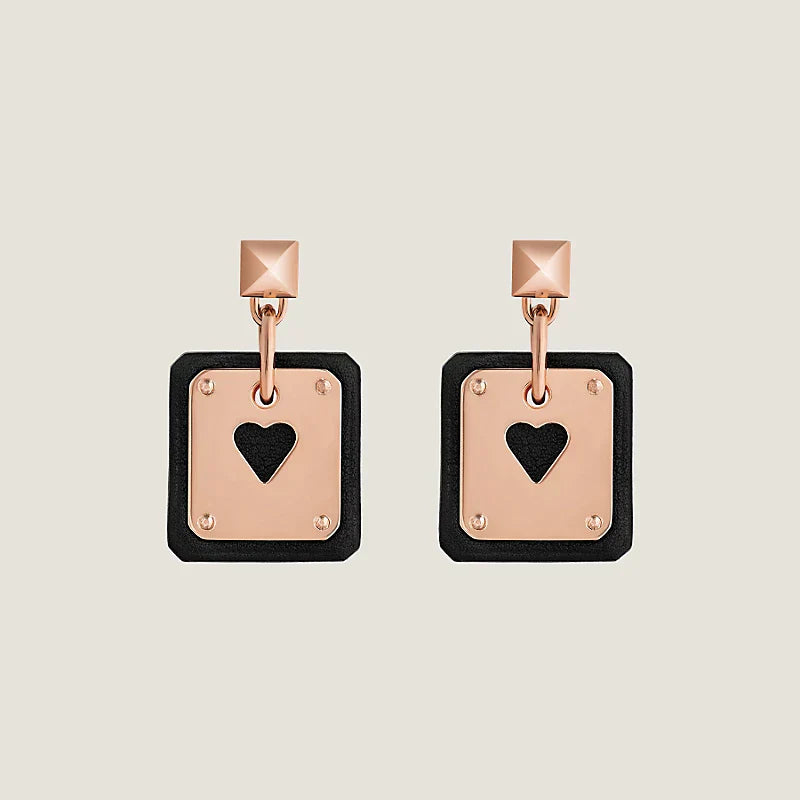 18K As De Coeur Black H Earrings