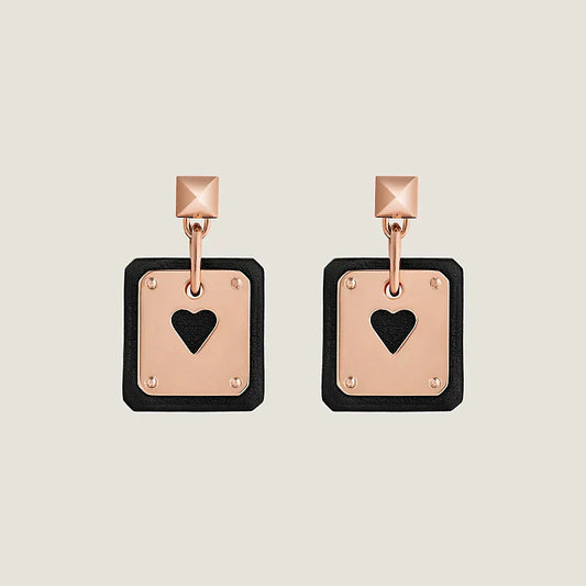 18K As De Coeur Black H Earrings