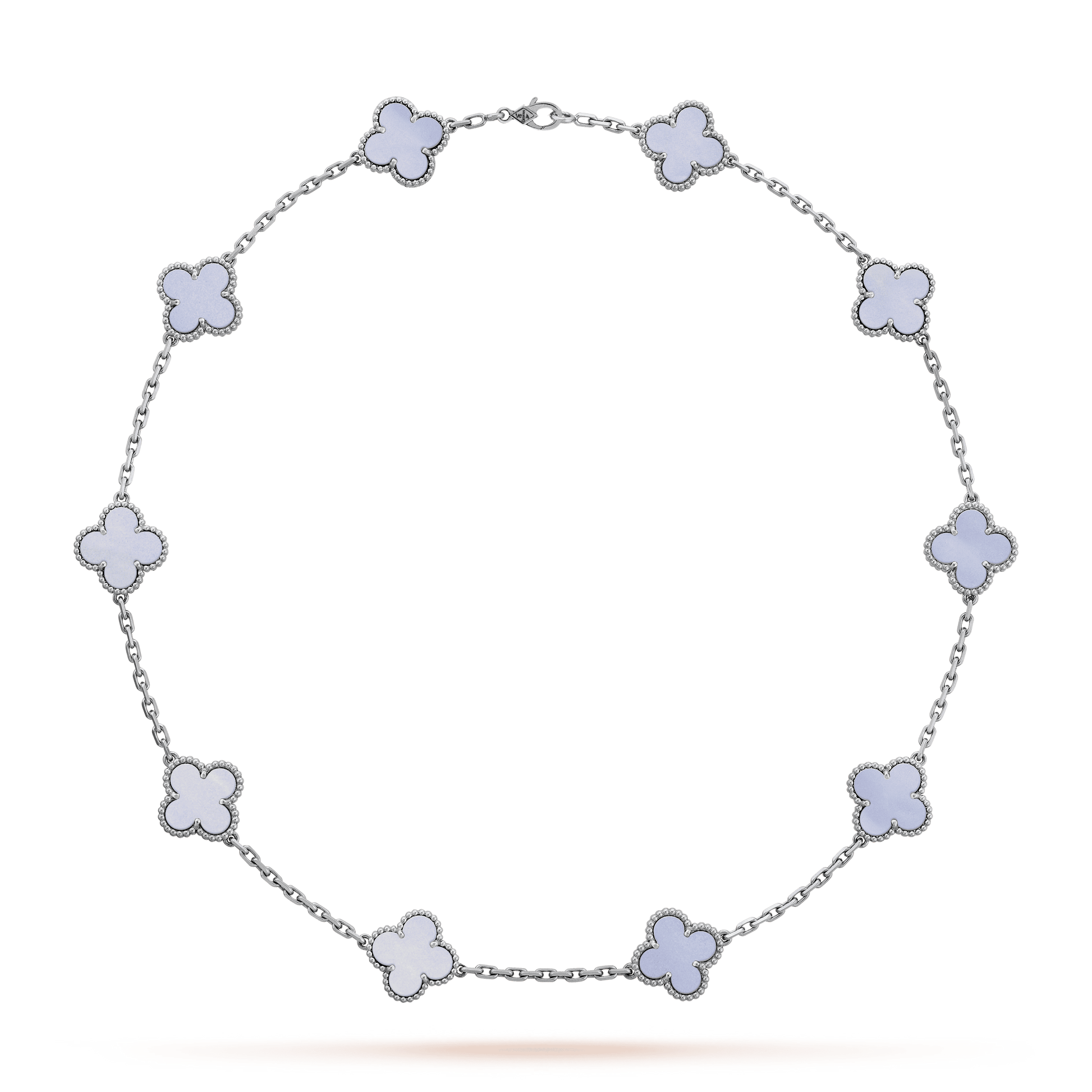 18K Van Cleef & Arpels Vintage Alhambra Chalcedony 10 Motifs Necklace