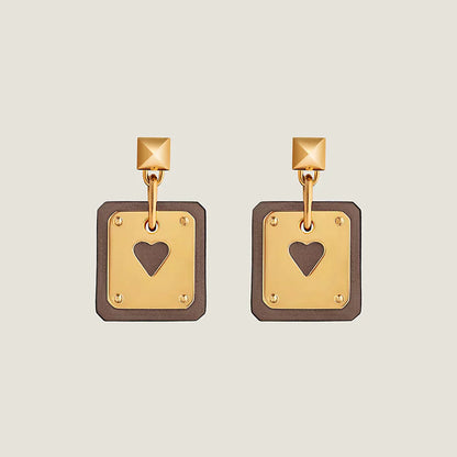 18K As De Coeur Brown H Earrings