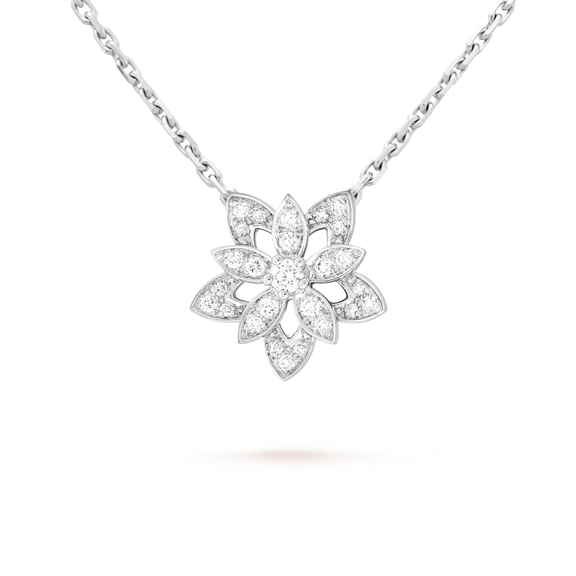 18K Van Cleef & Arpels Lotus Openwork Pendant Necklace