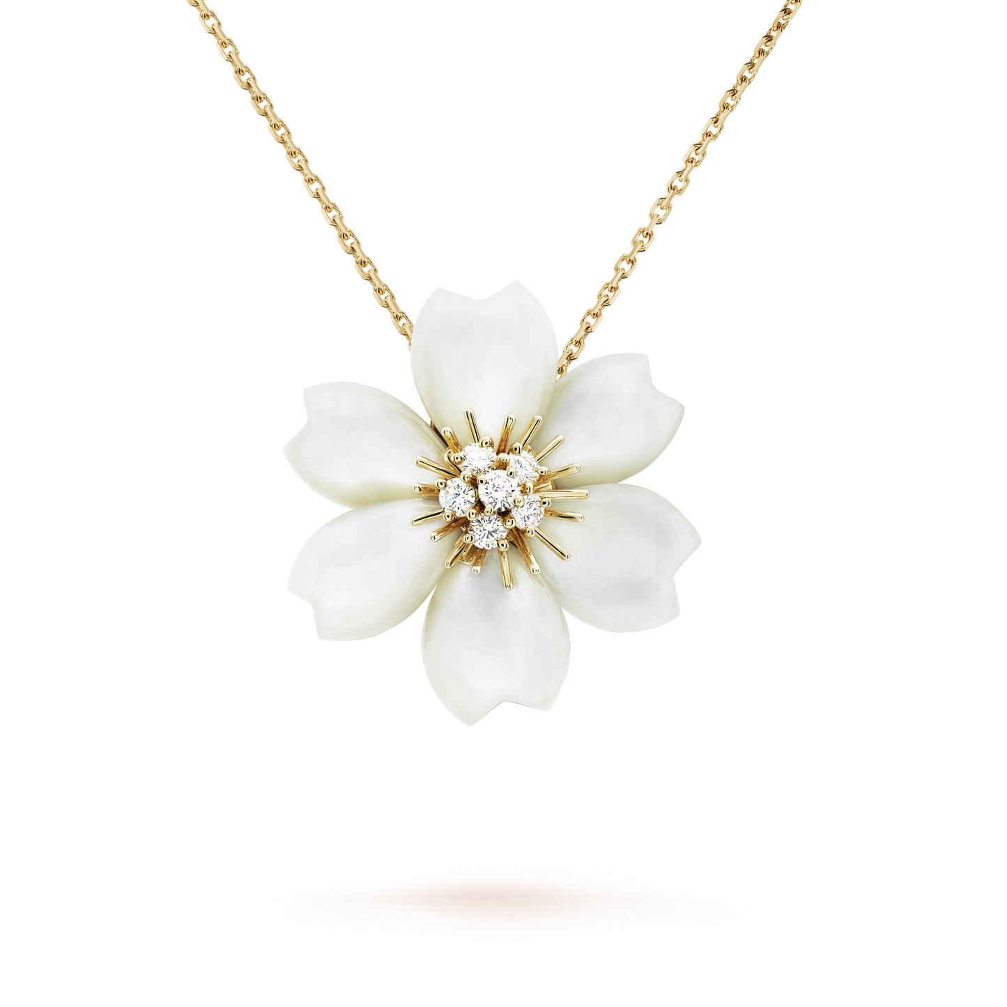 18K Rose De Noël Clip Pendant Necklace