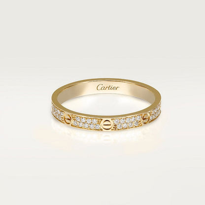 18K Cartier Love Diamond-Paved 3mm Ring