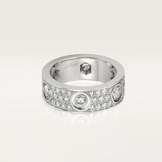 18K Cartier Love Diamond-Paved 6.5mm Ring