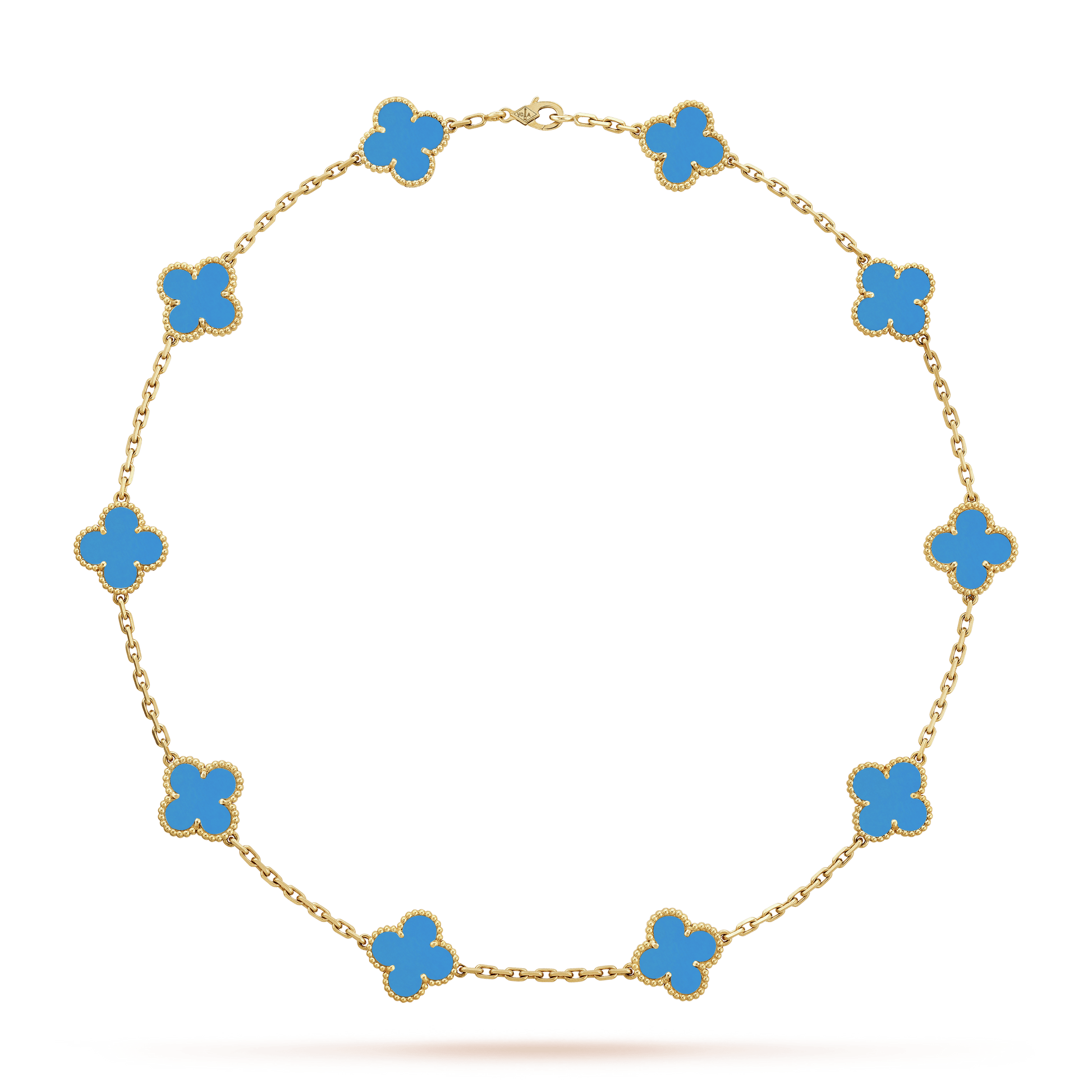 18K Van Cleef & Arpels Vintage Alhambra Agate 10 Motifs Necklace