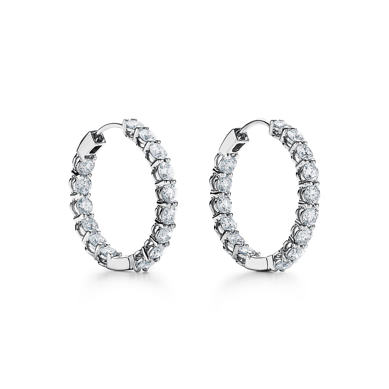 Boucles d'oreilles créoles T en diamants 18 carats