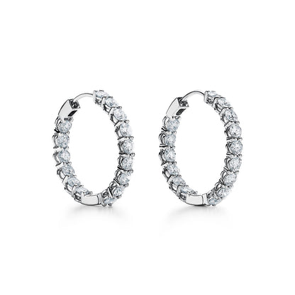 Boucles d'oreilles créoles T en diamants 18 carats