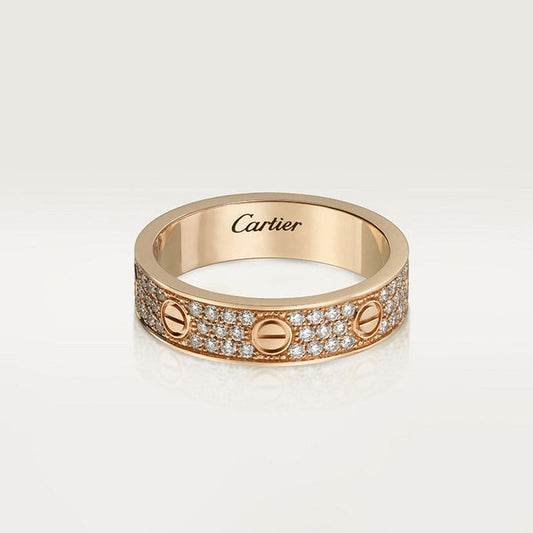 18K Cartier Love Diamond-Paved 5mm Ring