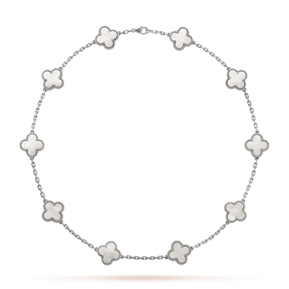 18K Van Cleef & Arpels Vintage Alhambra Pearl 10 Motifs Necklace