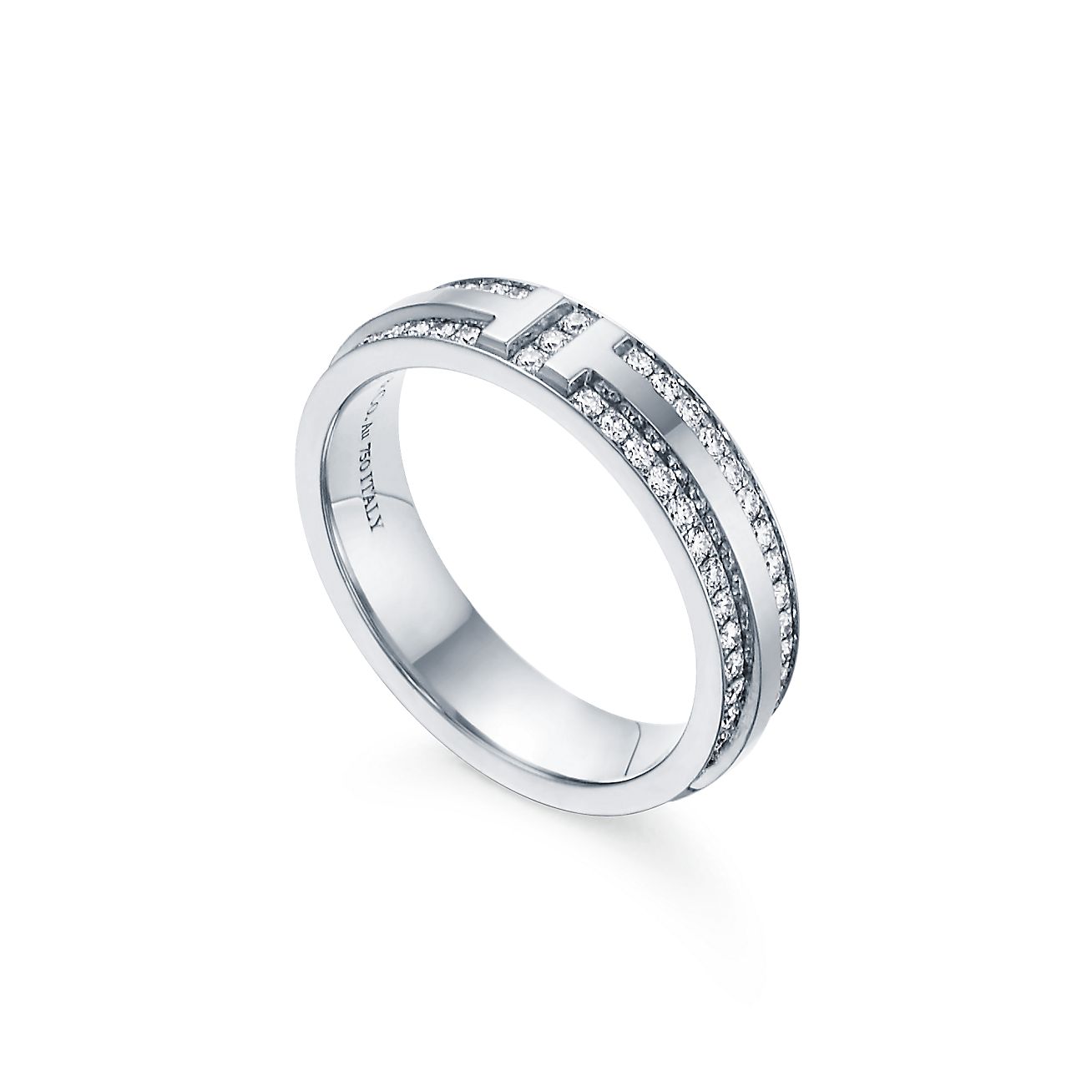 18K T Narrow Pavé Diamond Ring