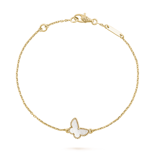 18K Van Cleef & Arpels Lucky Alhambra Butterfly Pendant Bracelet