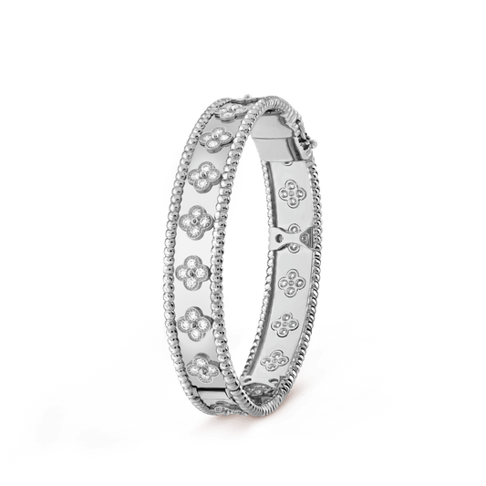 18K White Gold Van Cleef & Arpels Perlée Clovers Bracelet