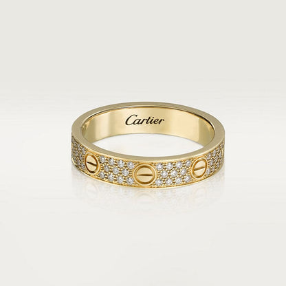18K Cartier Love Diamond-Paved 5mm Ring