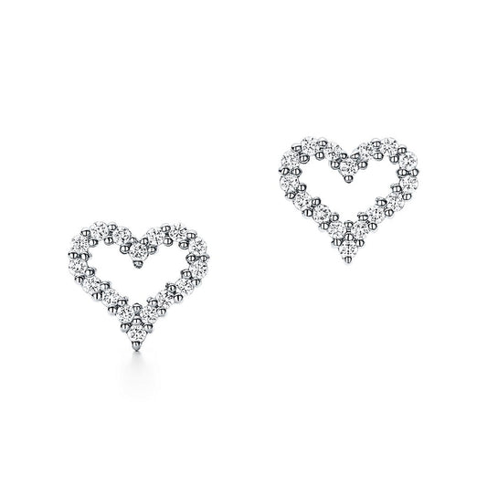 Boucles d'oreilles diamants cœur T 18 carats