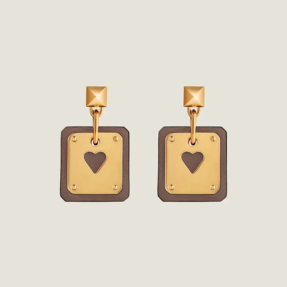 18K As De Coeur Brown H Earrings