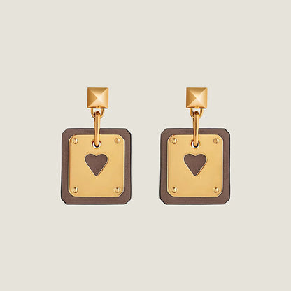 18K As De Coeur Brown H Earrings