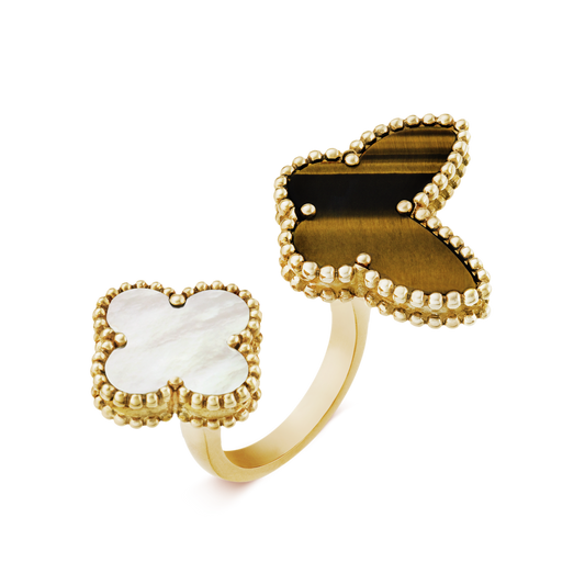 18K Van Cleef & Arpels VCA Lucky Alhambra Between the Finger Ring