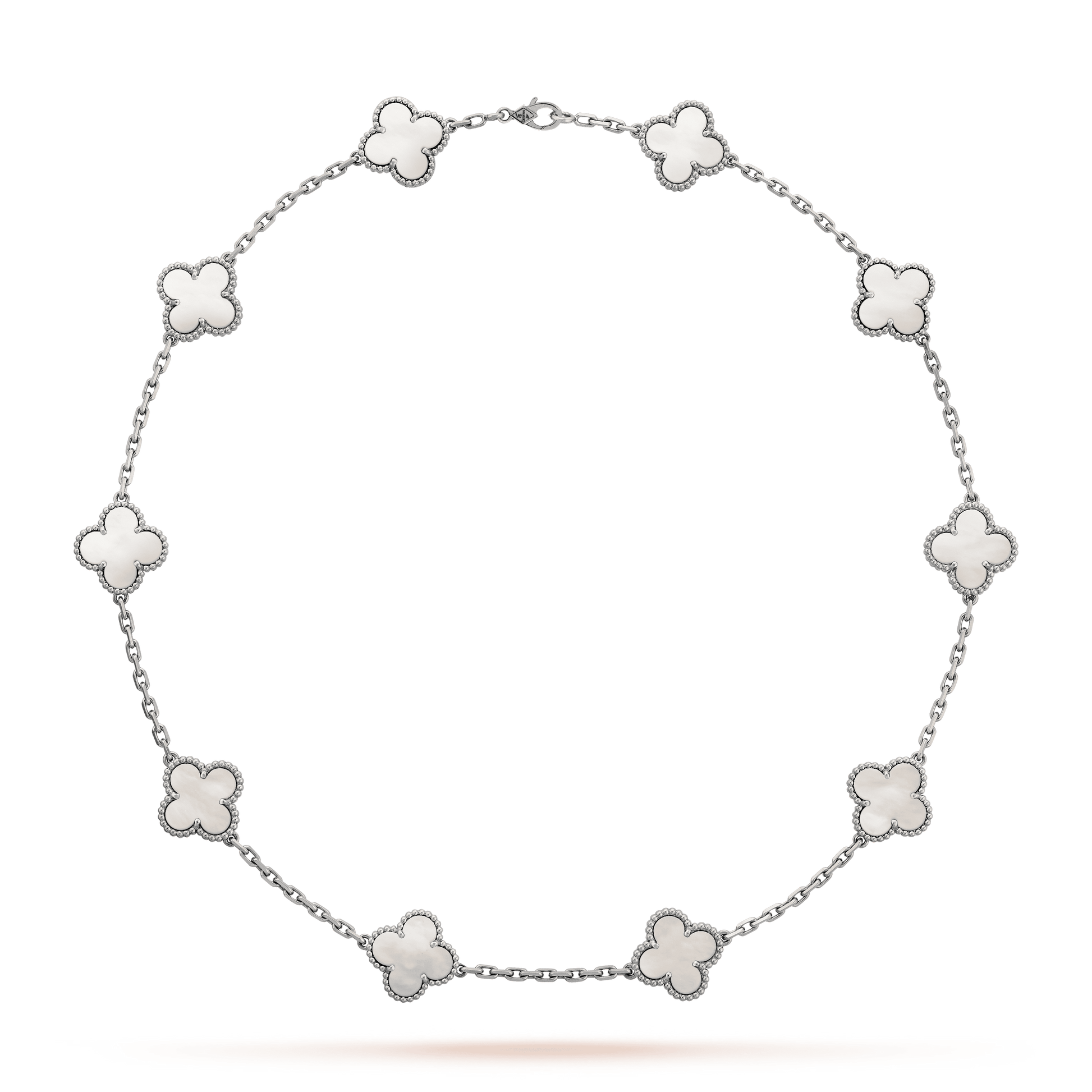 18K Van Cleef & Arpels Vintage Alhambra Pearl 10 Motifs Necklace