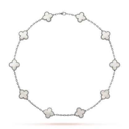 18K Van Cleef & Arpels Vintage Alhambra Pearl 10 Motifs Necklace