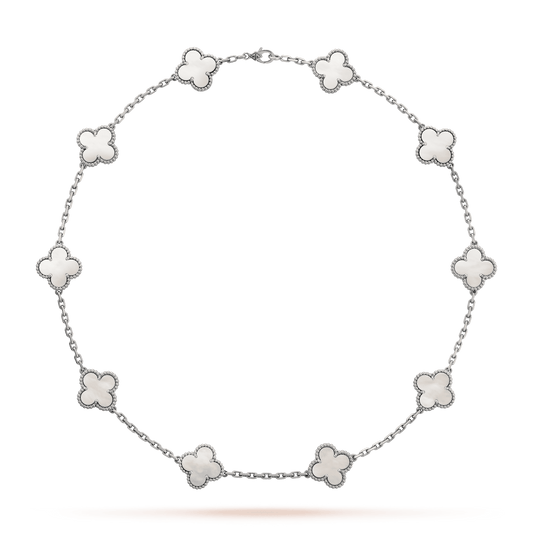 18K Van Cleef & Arpels Vintage Alhambra Pearl 10 Motifs Necklace