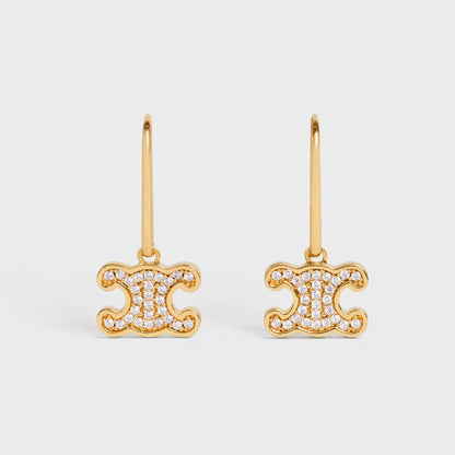 18k Celine Triomphe Rhinestone Earrings