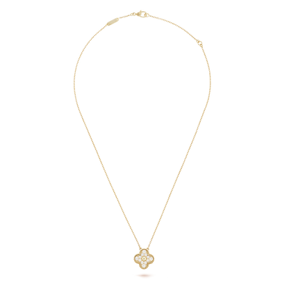 18K Yellow Gold Sweet Alhambra Diamond Clover Necklace