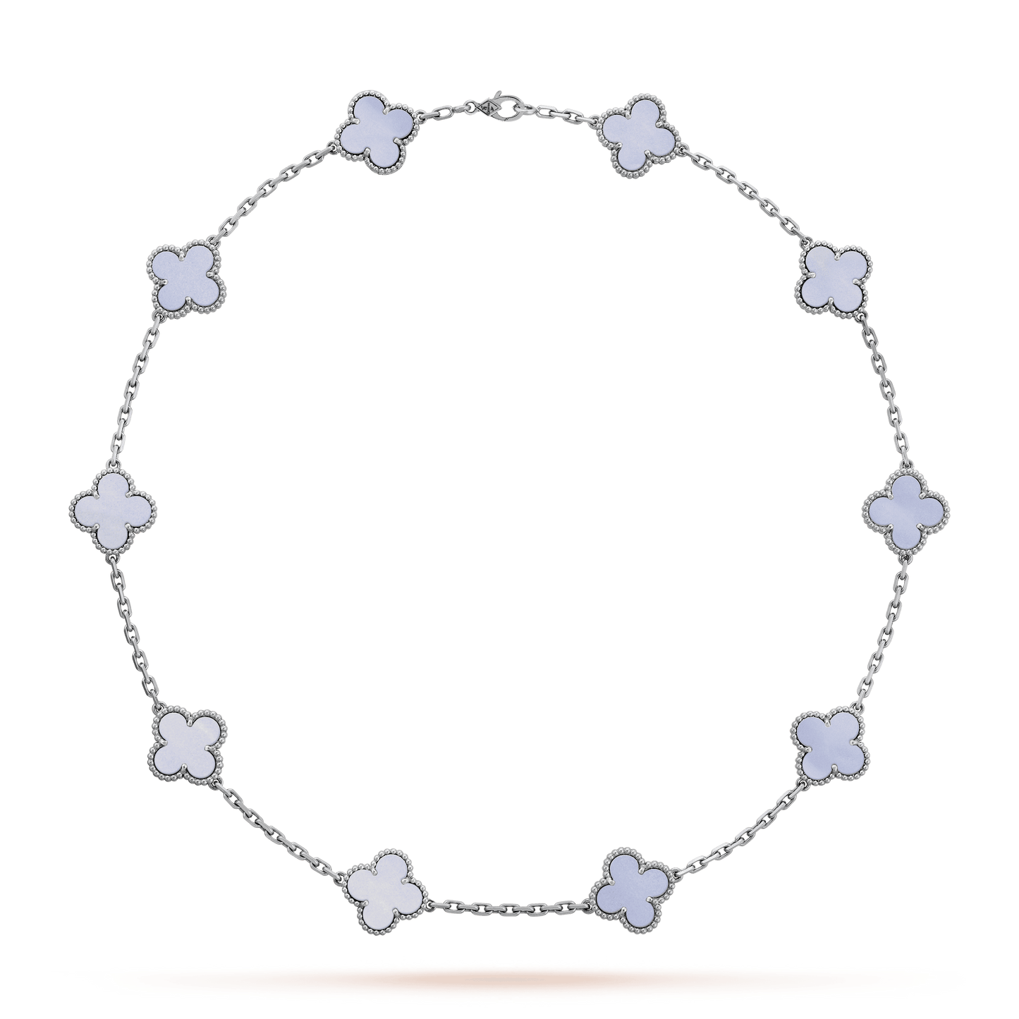 18K Van Cleef & Arpels Vintage Alhambra Chalcedony 10 Motifs Necklace